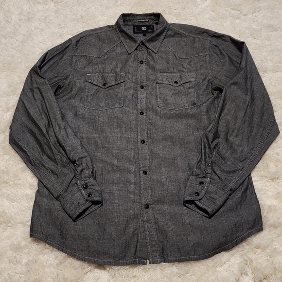 Ocean Current OC Button Front Western Long Sleeve Gray Shirt Men’s Large EUC - Picture 1 of 6